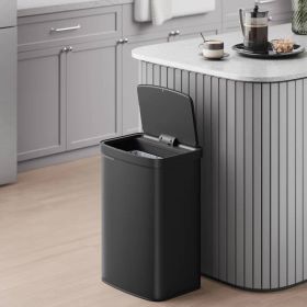 Black 13-Gallon Kitchen Trash Can with Motion Sensor Lid and Carbon Filter