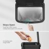 Black 13-Gallon Kitchen Trash Can with Motion Sensor Lid and Carbon Filter