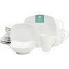 dinin16 Pieces - White Square Porcelain Dinnerware Set - Service for 4