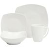 dinin16 Pieces - White Square Porcelain Dinnerware Set - Service for 4