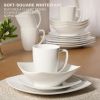 dinin16 Pieces - White Square Porcelain Dinnerware Set - Service for 4
