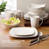 dinin16 Pieces - White Square Porcelain Dinnerware Set - Service for 4