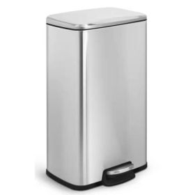 8-Gallon Stainless Steel Kitchen Trash Can with Step-on Lid