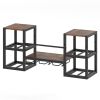 Industrial Wood Metal Wall Mounted Wine Rack Shelf with Glass Holders