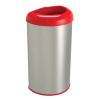 13-Gallon Stainless Steel Trash Can with Red Open Top