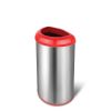 13-Gallon Stainless Steel Trash Can with Red Open Top