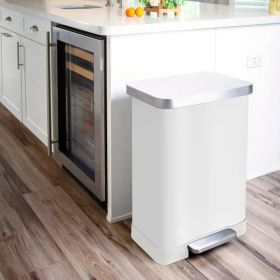 tWhite 20-Gallon Stainless Steel Kitchen Trash Can with Step-on Lid