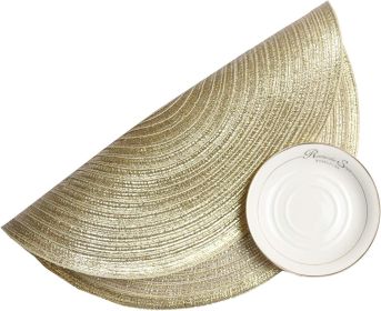 Gold Glitter Round Placemats Set of 6 Bling Circle Place Mats Washable Table Mats for Christmas Holiday Party Wedding Shower Table Decor (6, Gold