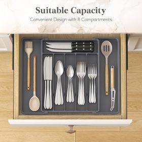 Silverware Drawer Organizer, Expandable Utensil Tray for Kitchen, BPA Free Flatware and Cutlery Holder (Material: Plastic)